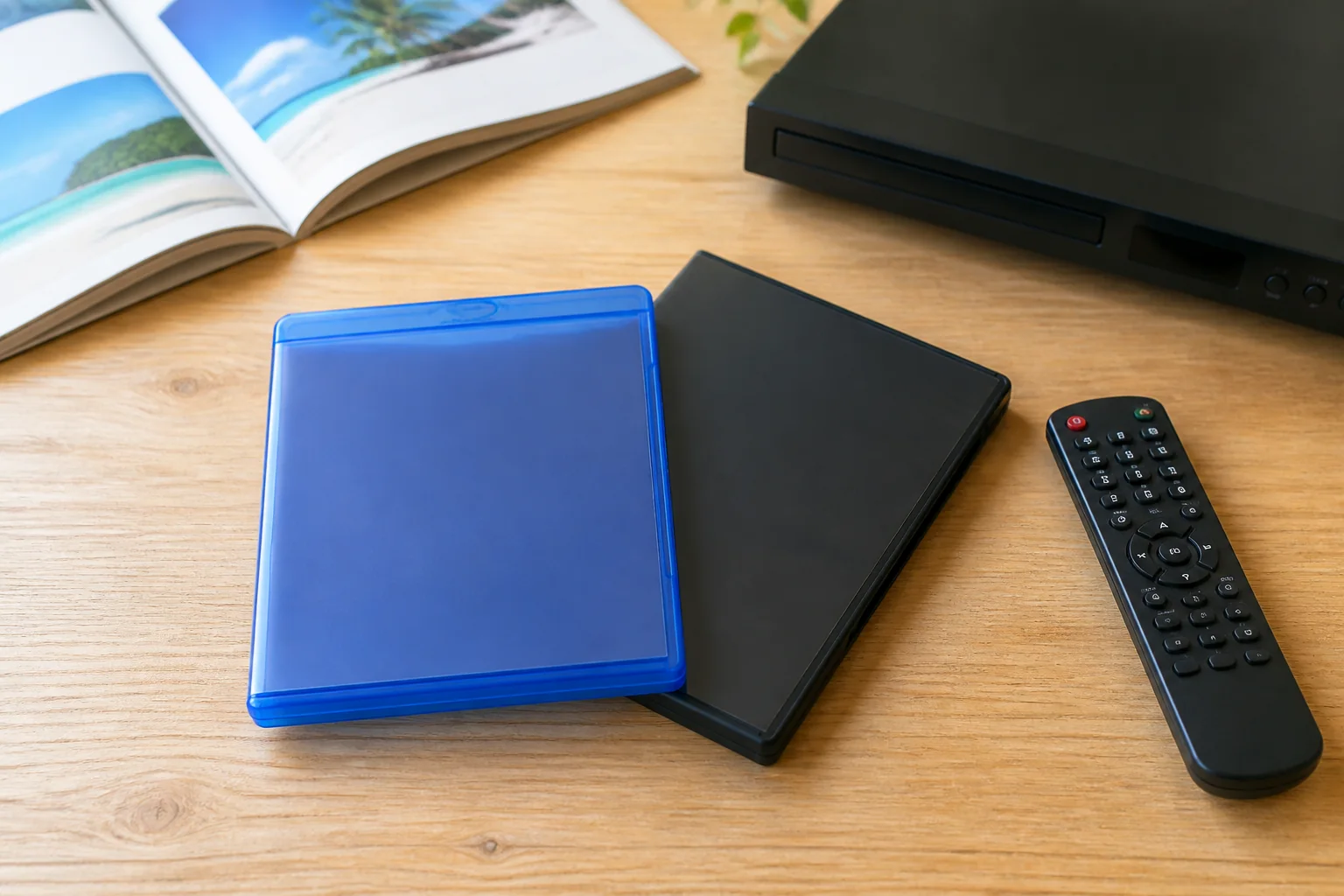 DVDとBlu-rayのパッケージを比較する手元