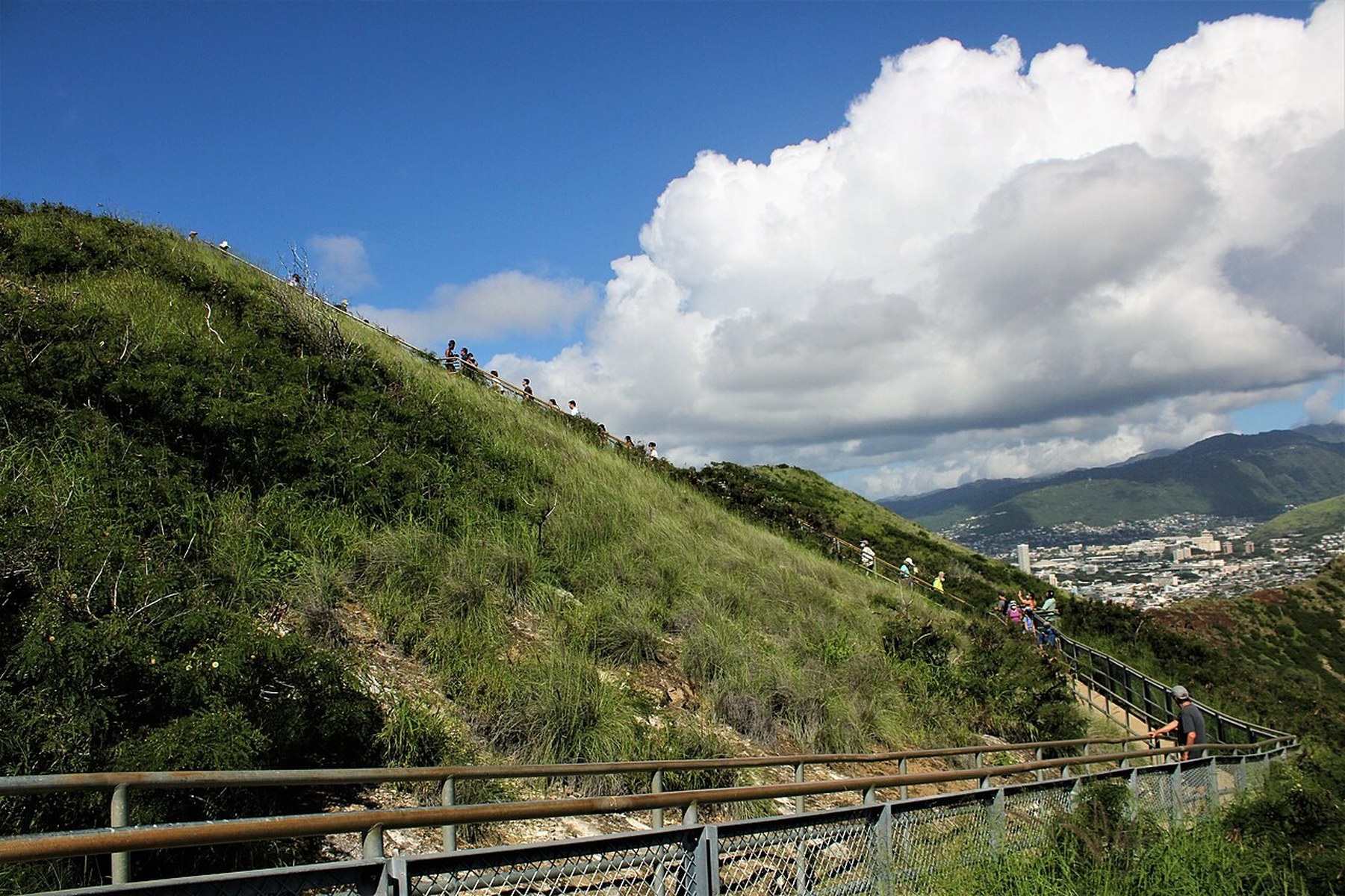 山頂へ向かう登山道の実写